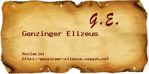 Genzinger Elizeus névjegykártya